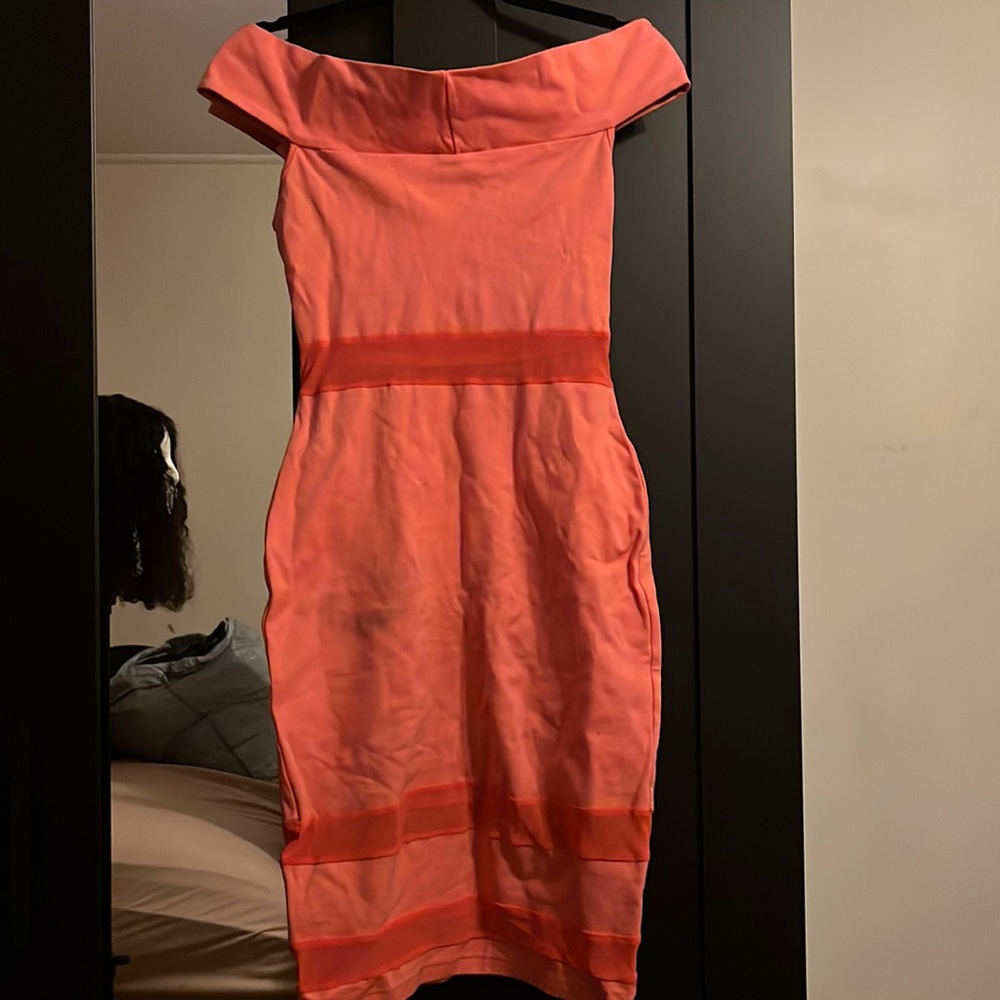 Pink off the shoulder dress